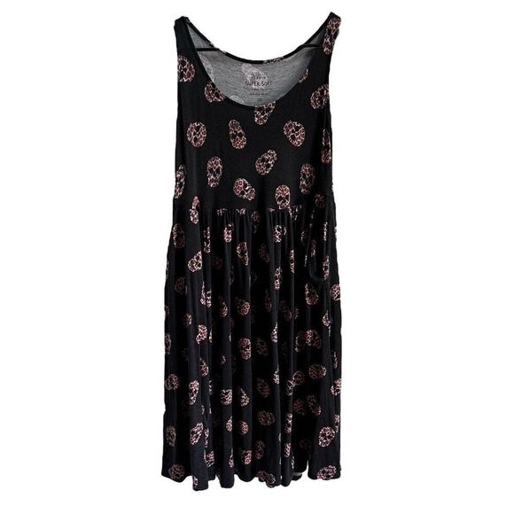 Torrid Super Soft Leopard Skull Print Tank Skater Dress Black Pink Size 00 - Picture 1 of 6